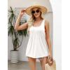 image:imageZeagoo Womens Summer Tank Tops 2026 Pleated Square Neck Loose Fit Casual Flowy Tunic Sleeveless ShirtsWhite