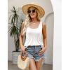 image:imageZeagoo Womens Summer Tank Tops 2026 Pleated Square Neck Loose Fit Casual Flowy Tunic Sleeveless ShirtsWhite