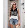 image:imageZeagoo Womens Tank Tops 2026 Loose V Neck Spring Summer Tops Business Dressy Sleeveless ShirtsLeopard Patchwork