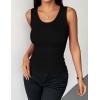 image:imageZeagoo Womens Tank Tops 2026 Scoop Neck Ribbed Sleeveless Top Casual Basic Slim Fitted Knit Cami Tee ShirtsA1black