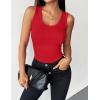 image:imageZeagoo Womens Tank Tops 2026 Scoop Neck Ribbed Sleeveless Top Casual Basic Slim Fitted Knit Cami Tee ShirtsAred
