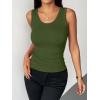 image:imageZeagoo Womens Tank Tops 2026 Scoop Neck Ribbed Sleeveless Top Casual Basic Slim Fitted Knit Cami Tee ShirtsArmy Green