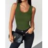 image:imageZeagoo Womens Tank Tops 2026 Scoop Neck Ribbed Sleeveless Top Casual Basic Slim Fitted Knit Cami Tee ShirtsArmy Green