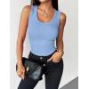 image:imageZeagoo Womens Tank Tops 2026 Scoop Neck Ribbed Sleeveless Top Casual Basic Slim Fitted Knit Cami Tee ShirtsBlue
