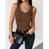 image:imageZeagoo Womens Tank Tops 2026 Scoop Neck Ribbed Sleeveless Top Casual Basic Slim Fitted Knit Cami Tee ShirtsBrown