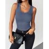 image:imageZeagoo Womens Tank Tops 2026 Scoop Neck Ribbed Sleeveless Top Casual Basic Slim Fitted Knit Cami Tee ShirtsDark Blue