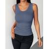 image:imageZeagoo Womens Tank Tops 2026 Scoop Neck Ribbed Sleeveless Top Casual Basic Slim Fitted Knit Cami Tee ShirtsDark Blue
