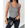 image:imageZeagoo Womens Tank Tops 2026 Scoop Neck Ribbed Sleeveless Top Casual Basic Slim Fitted Knit Cami Tee ShirtsGrey