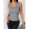 image:imageZeagoo Womens Tank Tops 2026 Scoop Neck Ribbed Sleeveless Top Casual Basic Slim Fitted Knit Cami Tee ShirtsGrey