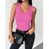 image:imageZeagoo Womens Tank Tops 2026 Scoop Neck Ribbed Sleeveless Top Casual Basic Slim Fitted Knit Cami Tee ShirtsHot Pink