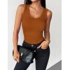 image:imageZeagoo Womens Tank Tops 2026 Scoop Neck Ribbed Sleeveless Top Casual Basic Slim Fitted Knit Cami Tee ShirtsLight Brown