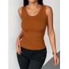 image:imageZeagoo Womens Tank Tops 2026 Scoop Neck Ribbed Sleeveless Top Casual Basic Slim Fitted Knit Cami Tee ShirtsLight Brown