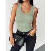 image:imageZeagoo Womens Tank Tops 2026 Scoop Neck Ribbed Sleeveless Top Casual Basic Slim Fitted Knit Cami Tee ShirtsLight Green