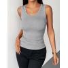 image:imageZeagoo Womens Tank Tops 2026 Scoop Neck Ribbed Sleeveless Top Casual Basic Slim Fitted Knit Cami Tee ShirtsLight Grey