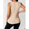 image:imageZeagoo Womens Tank Tops 2026 Scoop Neck Ribbed Sleeveless Top Casual Basic Slim Fitted Knit Cami Tee ShirtsLight Khakibeige