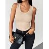 image:imageZeagoo Womens Tank Tops 2026 Scoop Neck Ribbed Sleeveless Top Casual Basic Slim Fitted Knit Cami Tee ShirtsLight Khakibeige