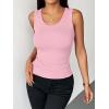 image:imageZeagoo Womens Tank Tops 2026 Scoop Neck Ribbed Sleeveless Top Casual Basic Slim Fitted Knit Cami Tee ShirtsPink