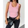image:imageZeagoo Womens Tank Tops 2026 Scoop Neck Ribbed Sleeveless Top Casual Basic Slim Fitted Knit Cami Tee ShirtsPink