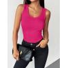 image:imageZeagoo Womens Tank Tops 2026 Scoop Neck Ribbed Sleeveless Top Casual Basic Slim Fitted Knit Cami Tee ShirtsRose Pink