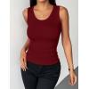 image:imageZeagoo Womens Tank Tops 2026 Scoop Neck Ribbed Sleeveless Top Casual Basic Slim Fitted Knit Cami Tee ShirtsWine Red