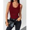 image:imageZeagoo Womens Tank Tops 2026 Scoop Neck Ribbed Sleeveless Top Casual Basic Slim Fitted Knit Cami Tee ShirtsWine Red