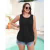 image:imageZeagoo Womens Tank Tops 2026 Summer Loose Fit Crew Neck Boho Tunic Pleated Babydoll Sleeveless Shirts with Button DetailBlack