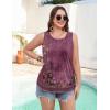 image:imageZeagoo Womens Tank Tops 2026 Summer Loose Fit Crew Neck Boho Tunic Pleated Babydoll Sleeveless Shirts with Button DetailMz841