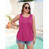 image:imageZeagoo Womens Tank Tops 2026 Summer Loose Fit Crew Neck Boho Tunic Pleated Babydoll Sleeveless Shirts with Button DetailRose