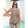 image:imageZeagoo Womens Tank Tops 2026 Summer Loose Fit Crew Neck Boho Tunic Pleated Babydoll Sleeveless Shirts with Button DetailSf154