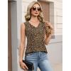 image:imageZeagoo Womens Tank Tops Pleated V Neck Business Casual Sleeveless Shirts Trendy Dressy Textured Summer Work BlouseAn136 Leopard
