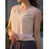 image:imageZeagoo Womens Tank Tops Pleated V Neck Business Casual Sleeveless Shirts Trendy Dressy Textured Summer Work BlouseBeige