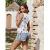 image:imageZeagoo Womens Tank Tops Summer Ruched Top V Neck Sleeveless Drawstring Side Casual Trendy Shirts 2026Fblue Flower