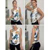 image:imageZeagoo Womens Tank Tops Summer Ruched Top V Neck Sleeveless Drawstring Side Casual Trendy Shirts 2026Ftie Dye Flower