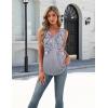 image:imageZeagoo Womens Tank Tops Summer Sleeveless Pleated V Neck Tunic Shirts Loose Casual Button Flowy Boho Clothes S3XLPattern Hf36