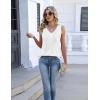 image:imageZeagoo Womens Tank Tops Summer Sleeveless Pleated V Neck Tunic Shirts Loose Casual Button Flowy Boho Clothes S3XLWhite