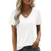 image:imageZeagoo Womens Tops Summer Casual Short Sleeve Tshirts Business Basic Spring VNeck Shirts Outfits S3XLAwhite