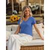 image:imageZeagoo Womens Tops Summer Casual Short Sleeve Tshirts Business Basic Spring VNeck Shirts Outfits S3XLZblue