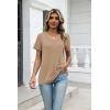image:imageZeagoo Womens Tops Summer Casual Short Sleeve Tshirts Business Basic Spring VNeck Shirts Outfits S3XLZkhaki