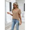 image:imageZeagoo Womens Tops Summer Casual Short Sleeve Tshirts Business Basic Spring VNeck Shirts Outfits S3XLZkhaki