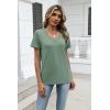 image:imageZeagoo Womens Tops Summer Casual Short Sleeve Tshirts Business Basic Spring VNeck Shirts Outfits S3XLZlight Green