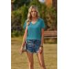 image:imageZeagoo Womens Tops Summer Casual Short Sleeve Tshirts Business Basic Spring VNeck Shirts Outfits S3XLZpeacock Blue