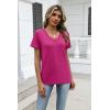 image:imageZeagoo Womens Tops Summer Casual Short Sleeve Tshirts Business Basic Spring VNeck Shirts Outfits S3XLZrose Red
