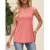 image:imageZeagoo Womens Tops Summer Pleated Sleeveless Tank Top V Neck Dressy Casual Flowy Boho Tunic ShirtsCoral