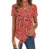 image:imageZeagoo Women Tunic Tops Dressy Casual Summer Short Sleeve Shirts Floral Loose Fit Pleated Boho Top SXXLJh590
