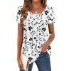 image:imageZeagoo Women Tunic Tops Dressy Casual Summer Short Sleeve Shirts Floral Loose Fit Pleated Boho Top SXXLSf291