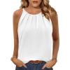 image:imageZeagoo Womens 2026 Halter Neck Tank Tops Casual Sleeveless Pleated Camisole Tops Summer Loose Fit Cami ShirtsAwhite