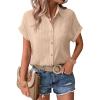 image:imageZeagoo Womens Button Down Shirts Casual Short Sleeve Dress Shirt Textured Collared Summer Clothes Work BlouseApricot