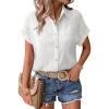 image:imageZeagoo Womens Button Down Shirts Casual Short Sleeve Dress Shirt Textured Collared Summer Clothes Work BlouseWhite