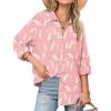 image:imageZeagoo Womens Button Down Shirts Long Sleeve Cotton Gauze Tops Casual Collared Blouses Loose FitPink Tropical
