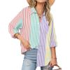 image:imageZeagoo Womens Button Down Shirts Long Sleeve Cotton Gauze Tops Casual Collared Blouses Loose FitStripes